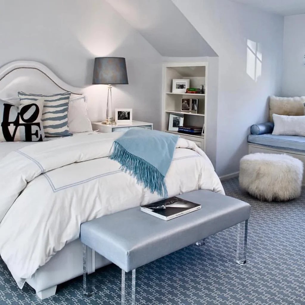 Clear acrylic furniture in a small room layout