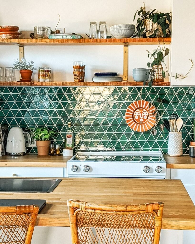 Green Tile Boho Kitchen