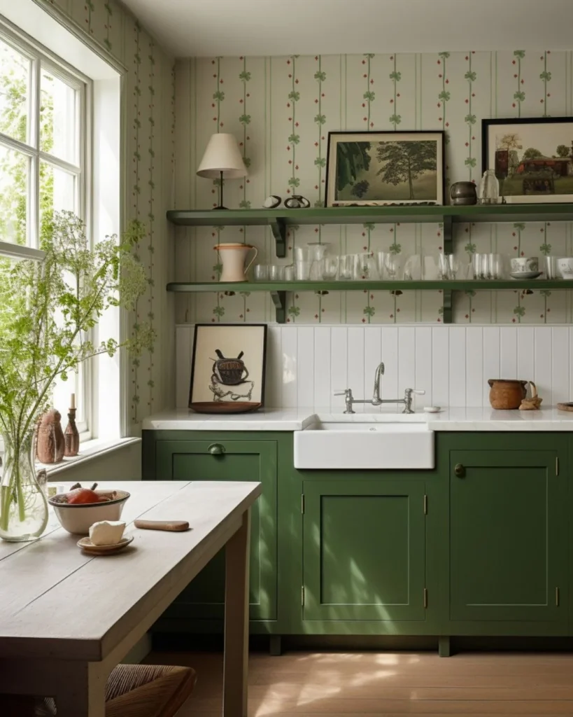 Fresh and Bright Green Kitchen