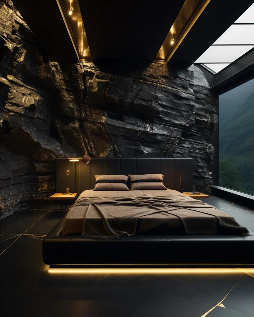 Luxury Rock Wall Bedroom