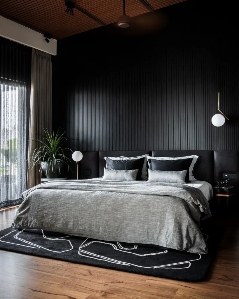 Modern Black Panel Bedroom