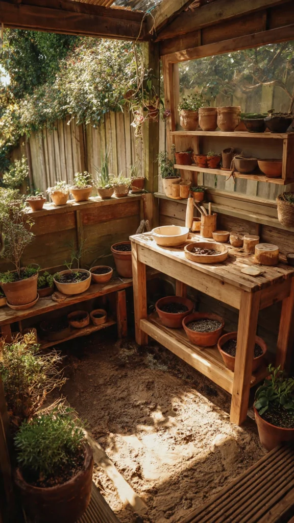 Cozy Corner Mud Kitchen with Garden Touch