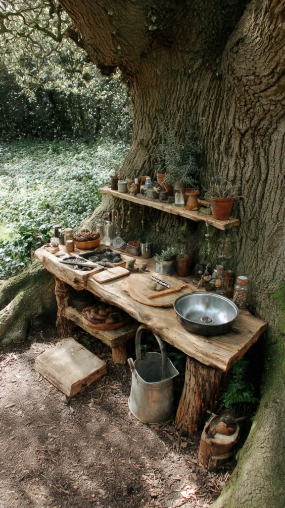 Cozy Corner Mud Kitchen with Garden Touch