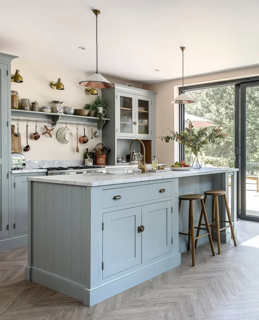 Cottage-Style Kitchen in Pale Yellow and Natural Wood