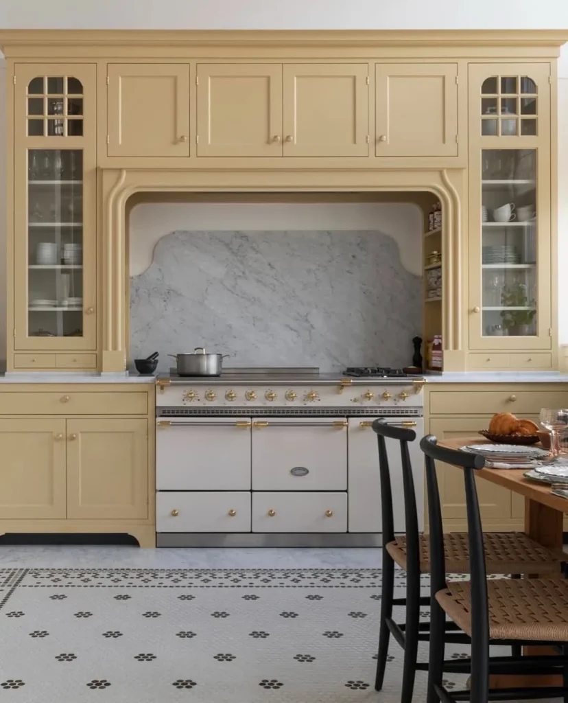 Elegant Butter Yellow Kitchen with Statement Range