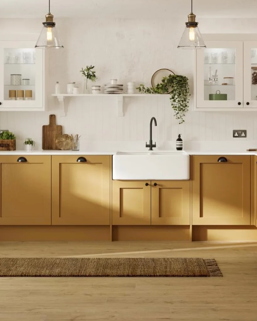 Farmhouse Butter Yellow Kitchen with Black Accents