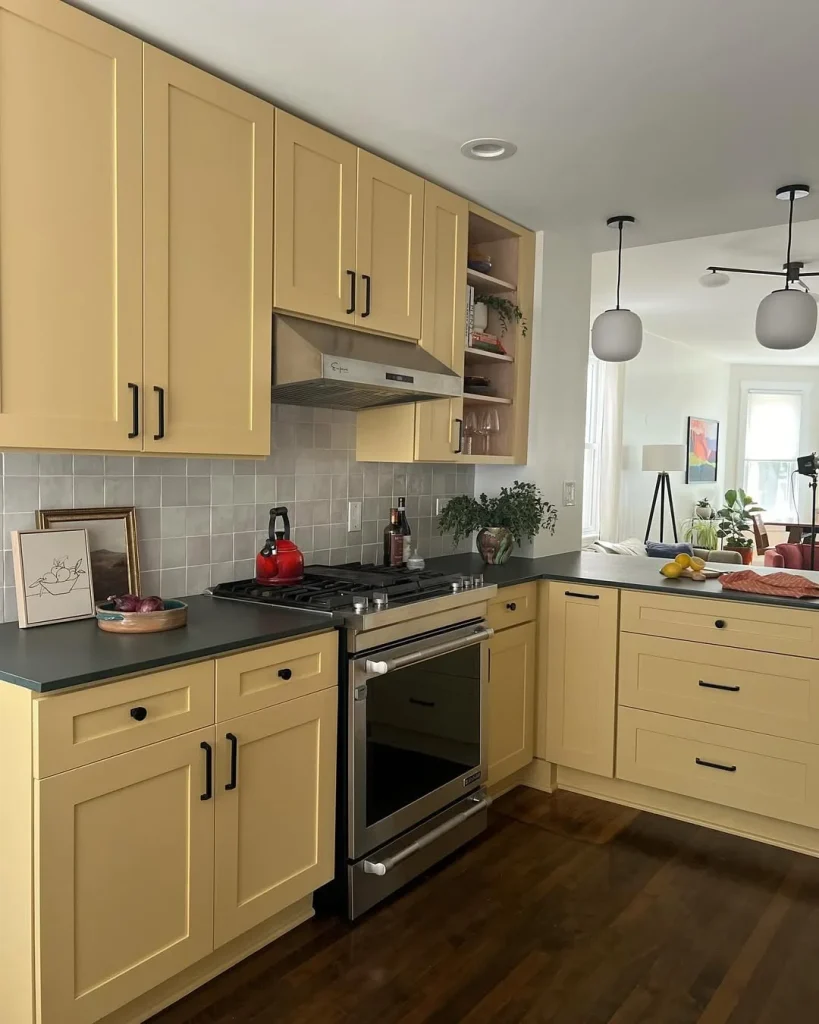 Modern Butter Yellow Kitchen with Clean Lines
