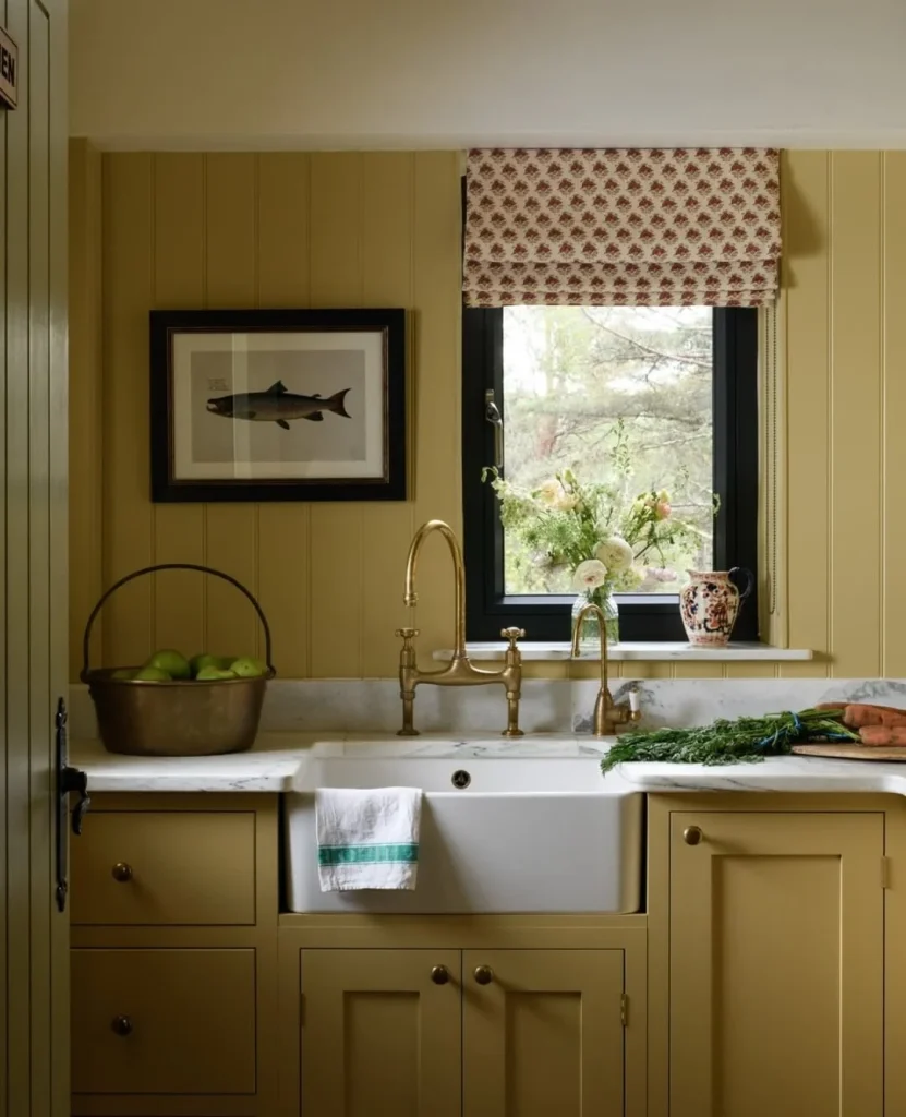 Muted Yellow Utility Kitchen with Vintage Soul