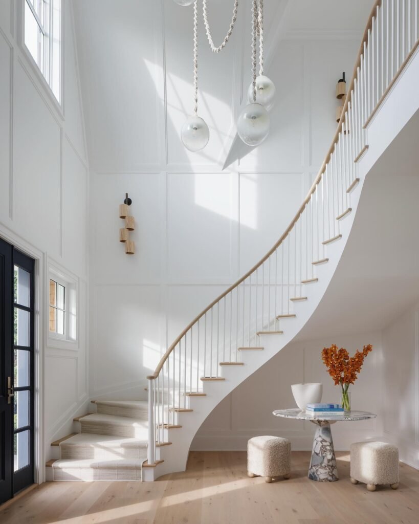 Bright Curved Entry Staircase