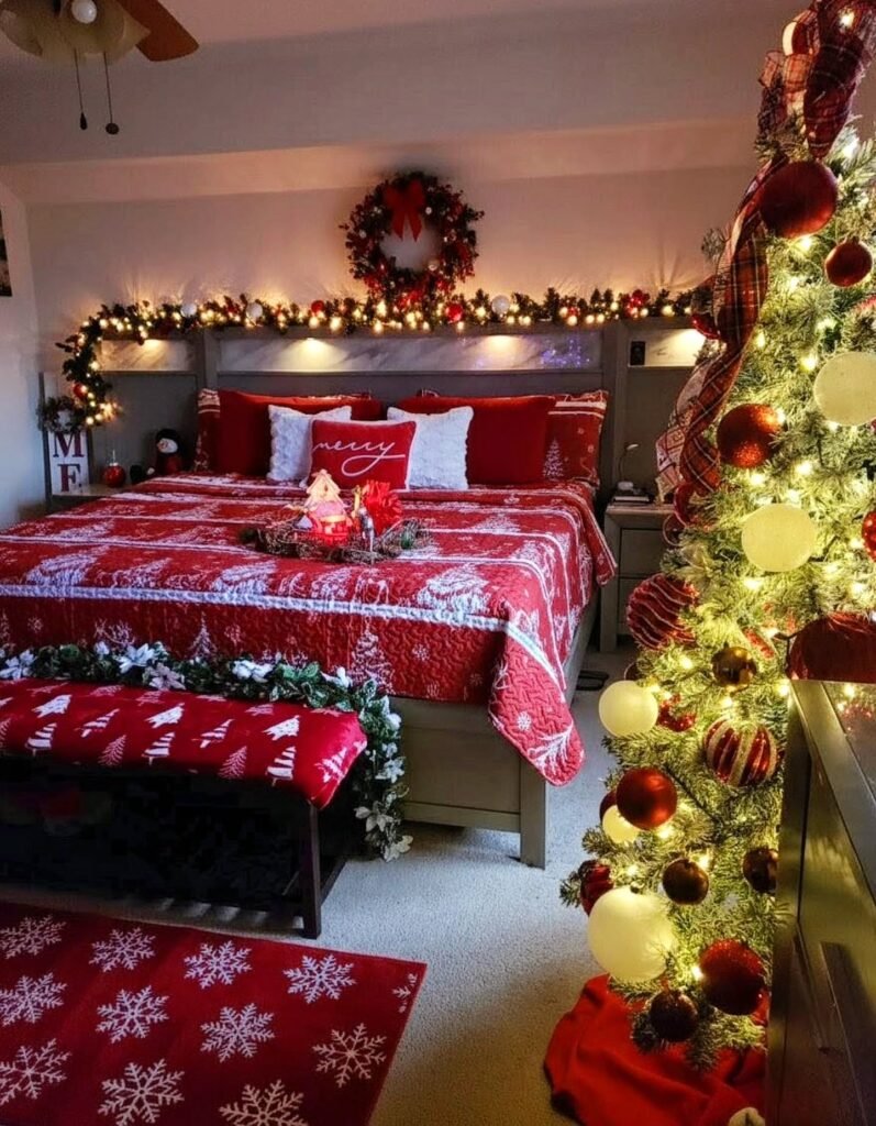 Classic Red Glow Bedroom