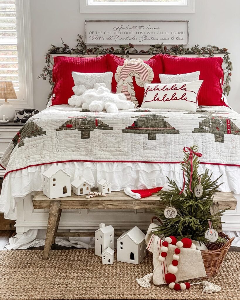 Classic Red and White Bedroom