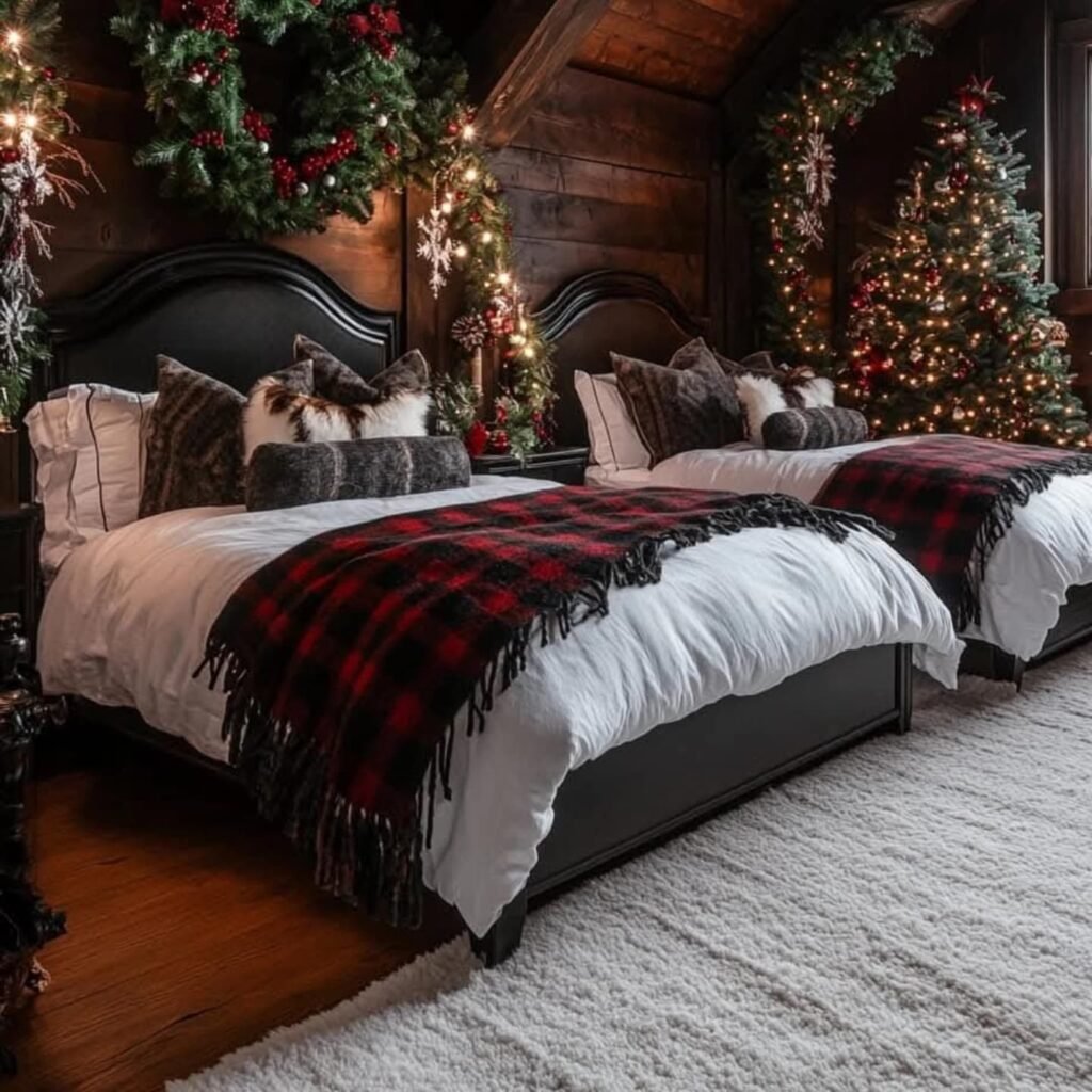 Dark Rustic Holiday Bedroom