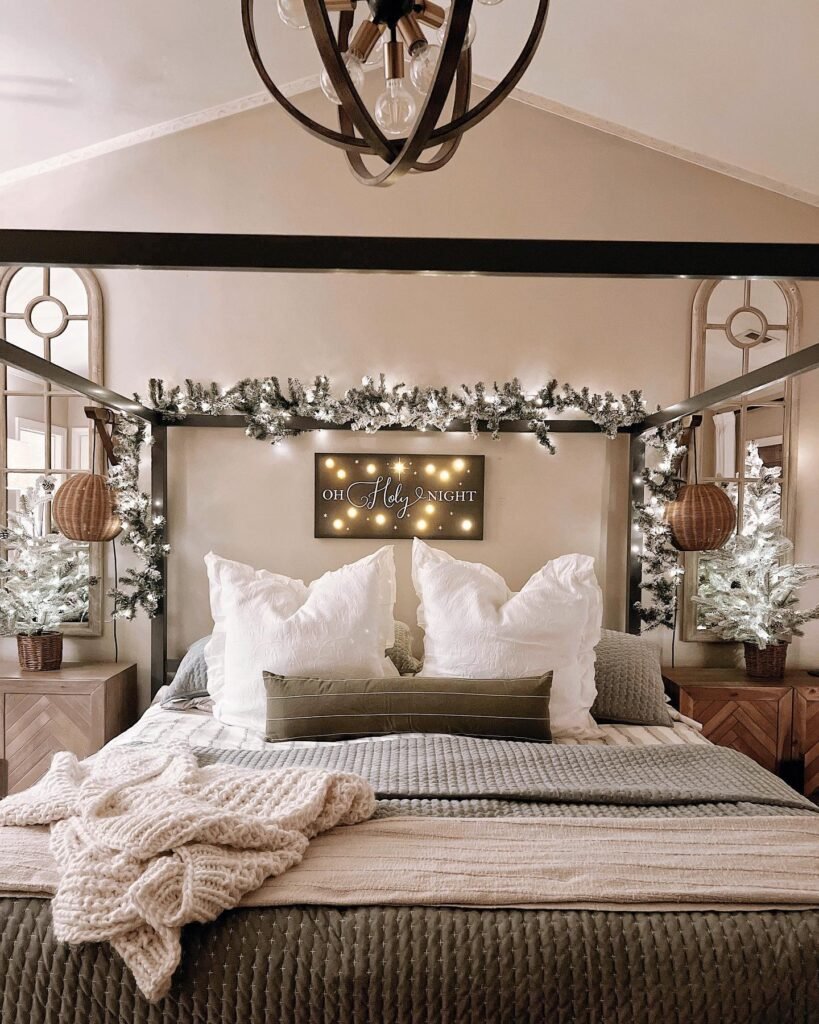 Elegant Canopy Christmas Bedroom