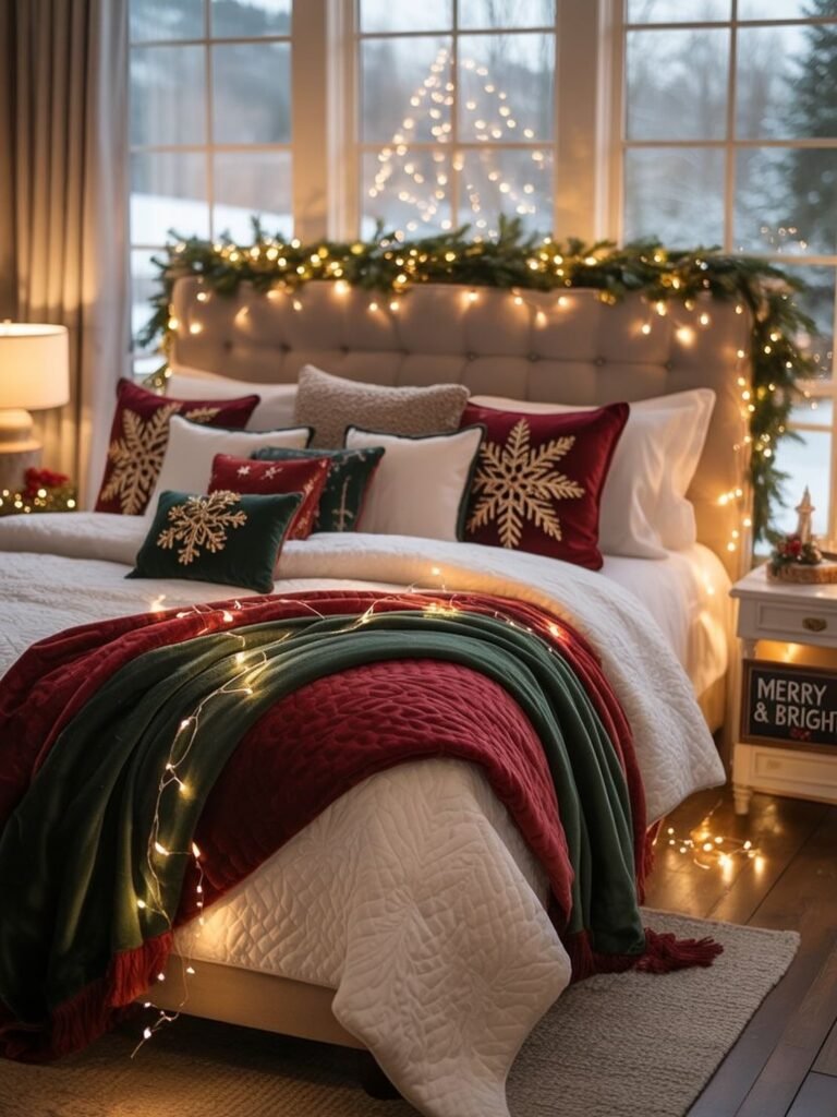 Elegant Garland Headboard Bedroom