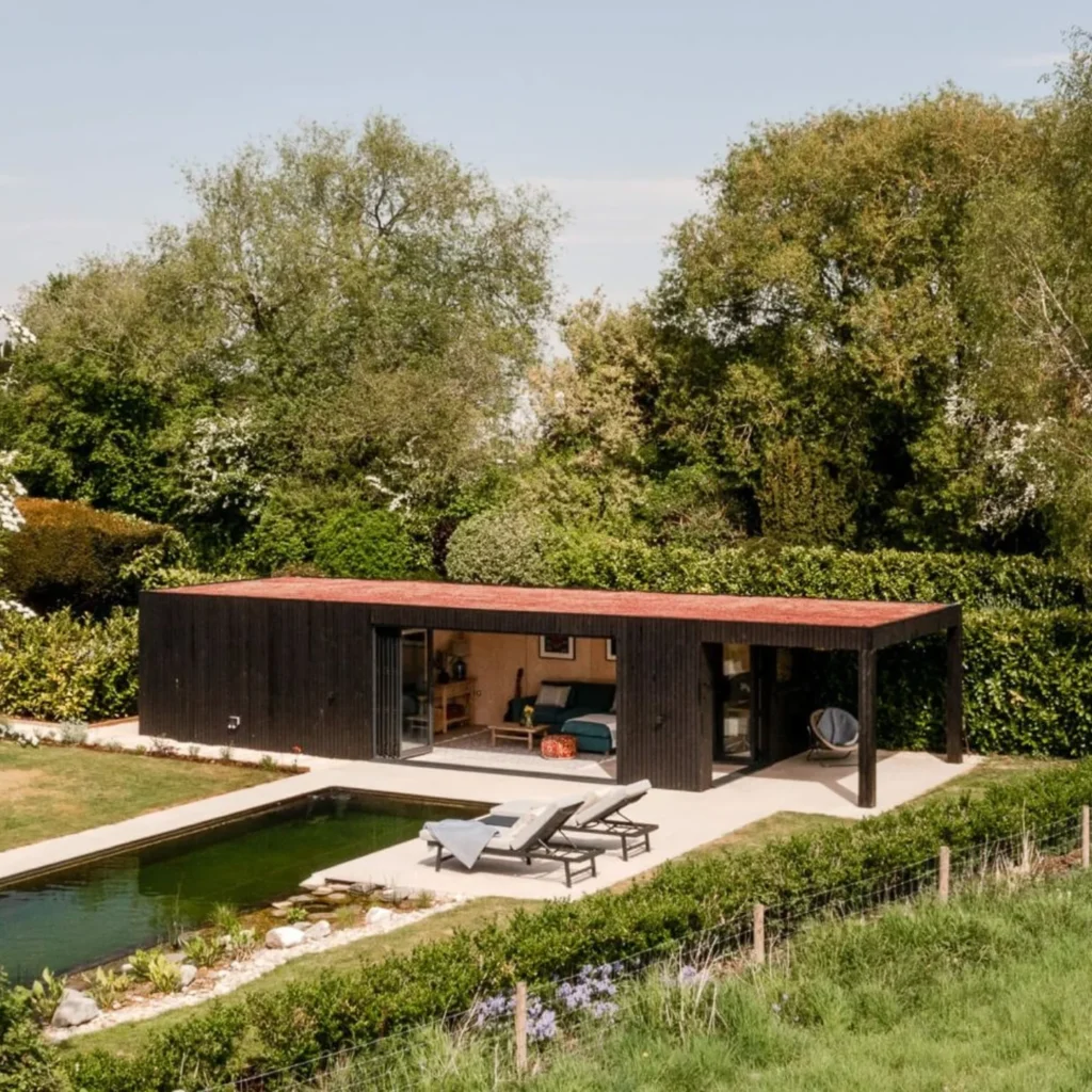 Long Linear Poolhouse Retreat