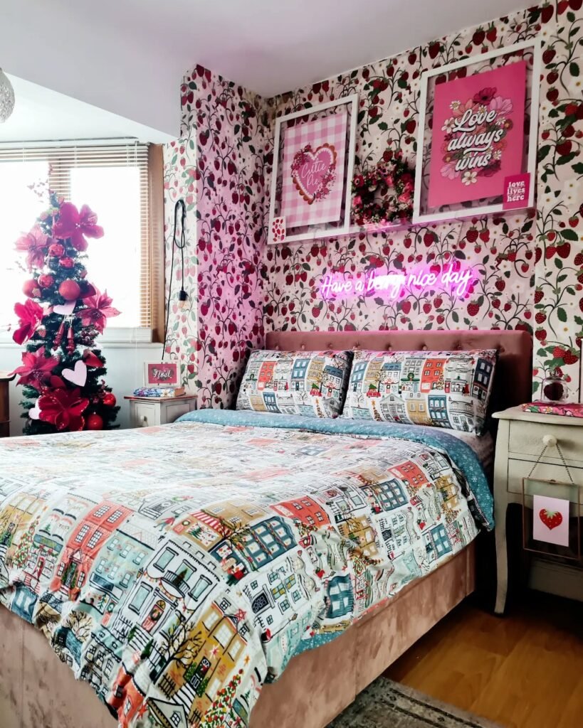 Playful Patterned Christmas Bedroom