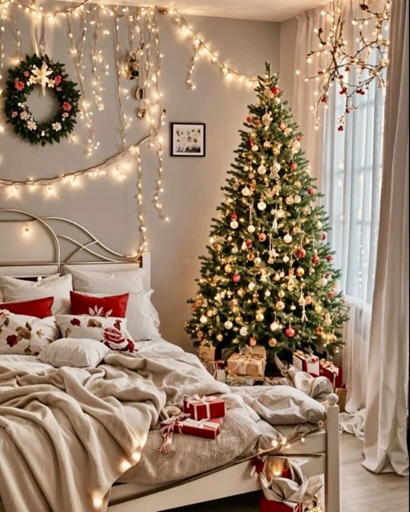 Soft Fairy Light Christmas Bedroom