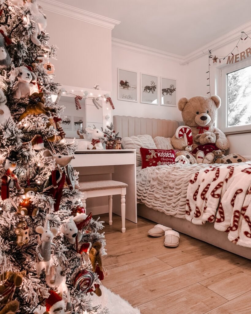 Soft Neutral Christmas Bedroom
