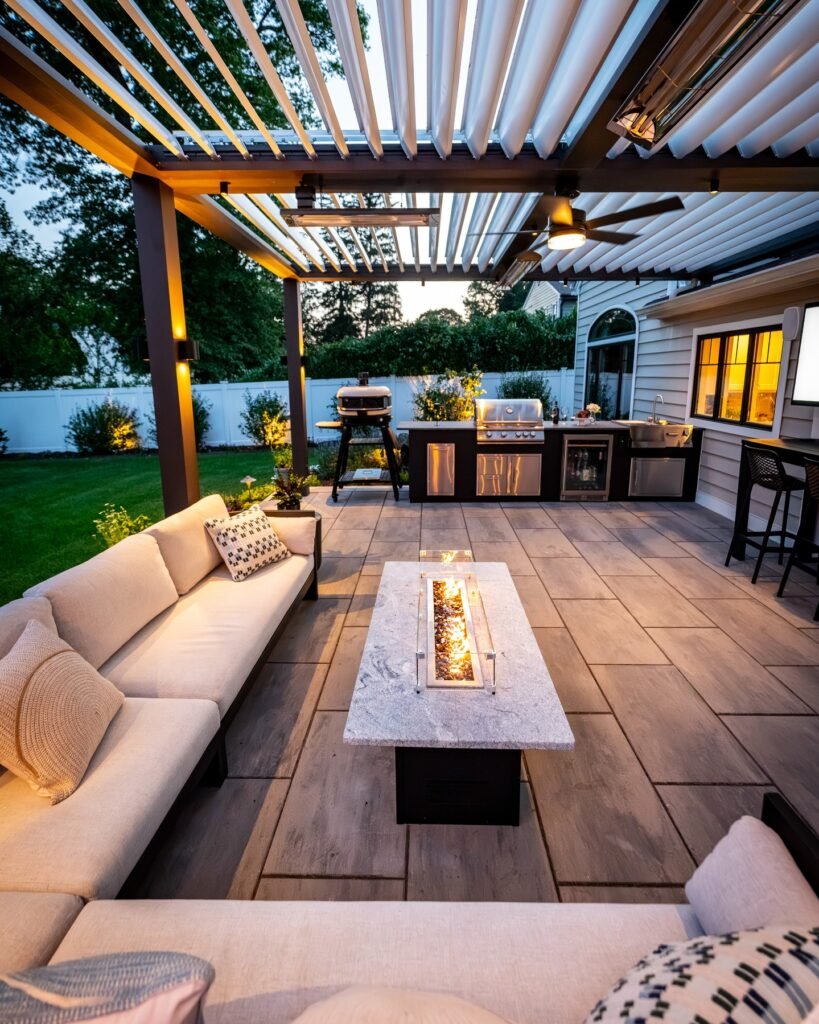 Covered Patio With Outdoor Kitchen