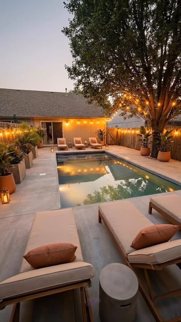 Cozy Backyard Pool Lighting