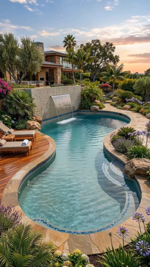 Curved Pool Garden Design