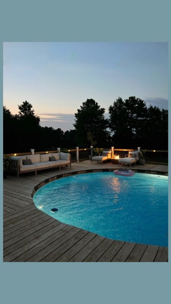 Evening Pool Ambience Setup