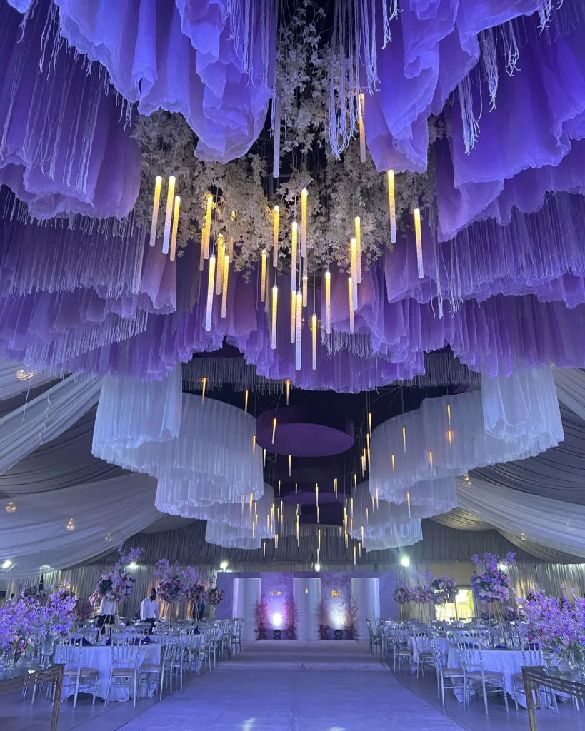  Fabric Ceiling with Hanging Lights