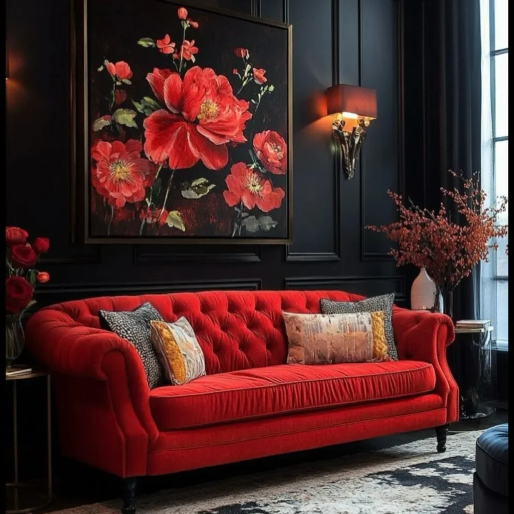 Floral Art Red Accent