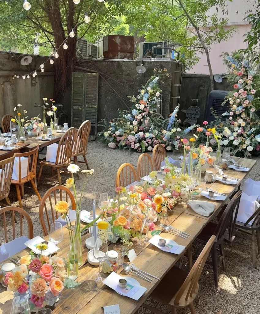 Intimate Floral Dining Corner