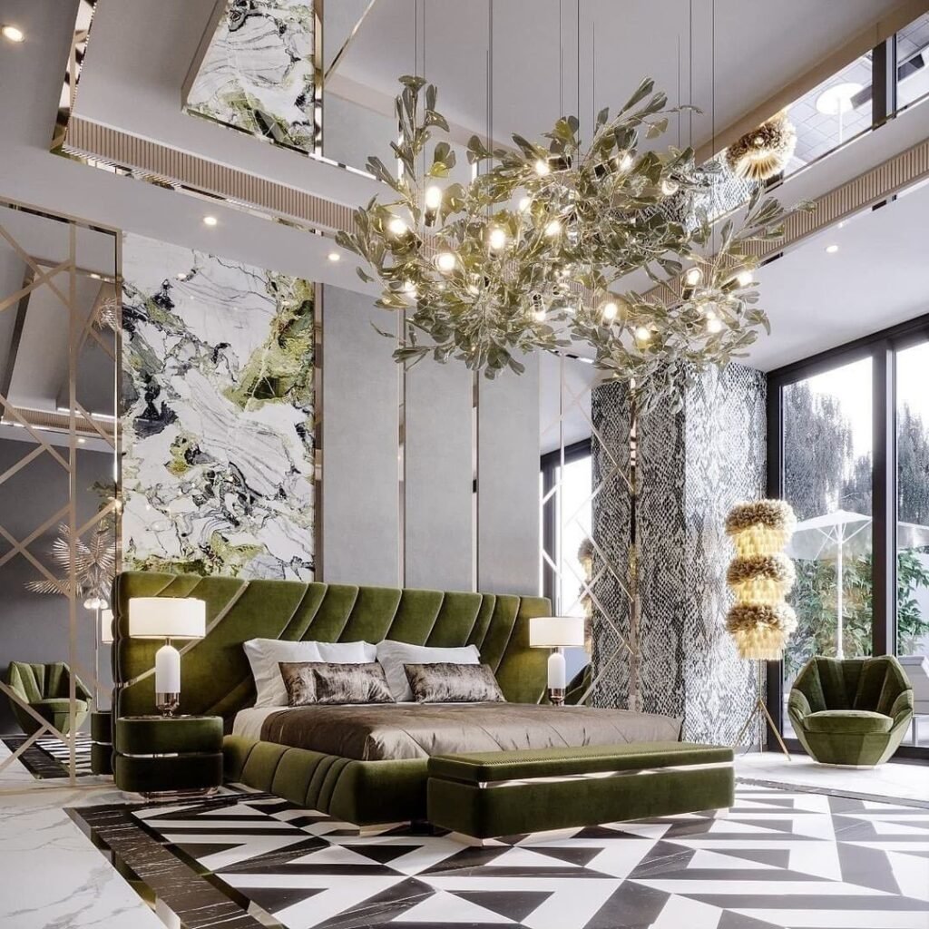 Layered Cove and Chandelier