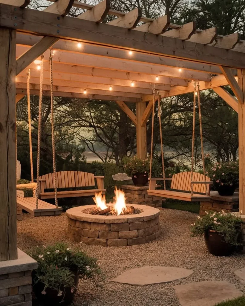 Pergola With Bench Swings