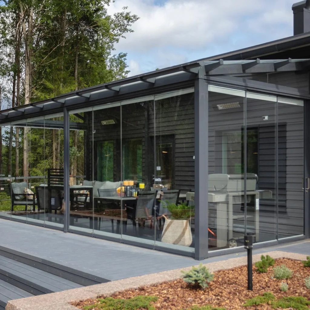 Rustic Beam Sunroom Style