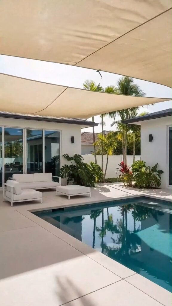 Shade Sail Pool Setup