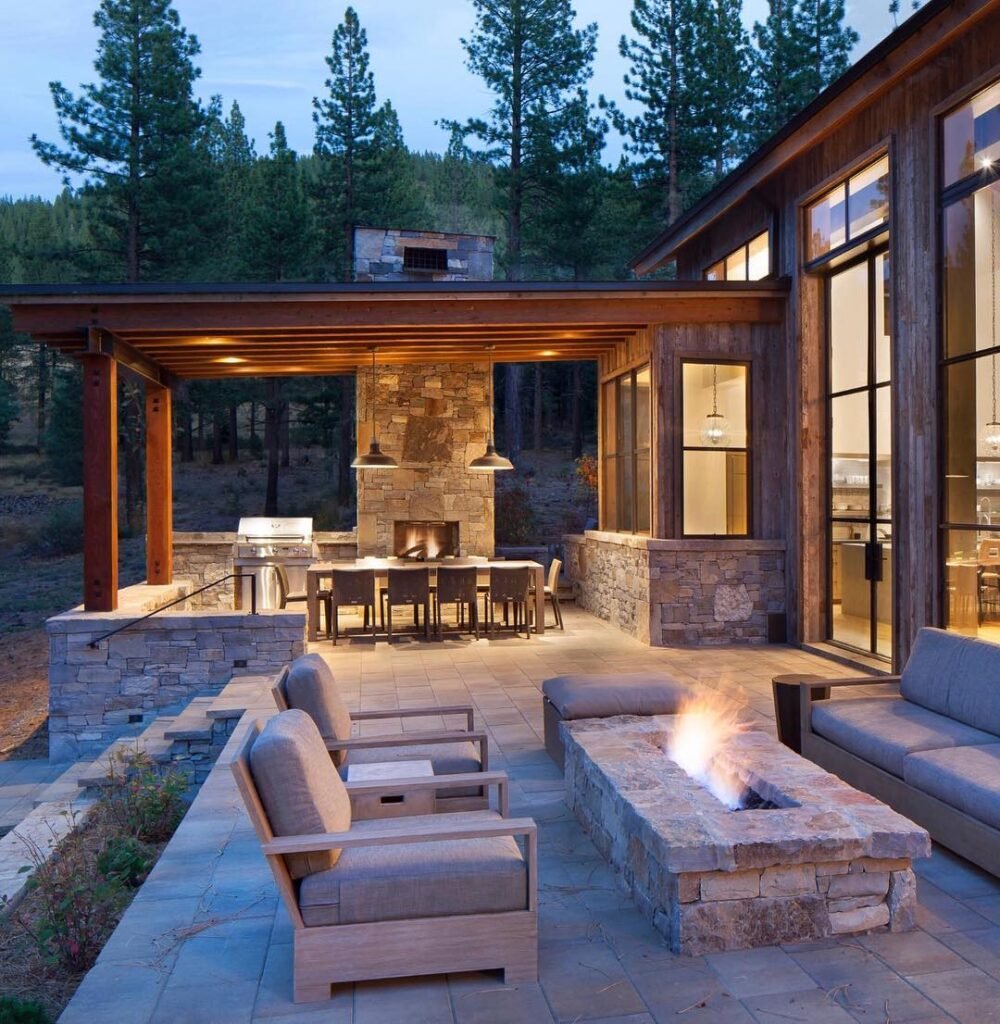 Stone Fireplace Patio Area