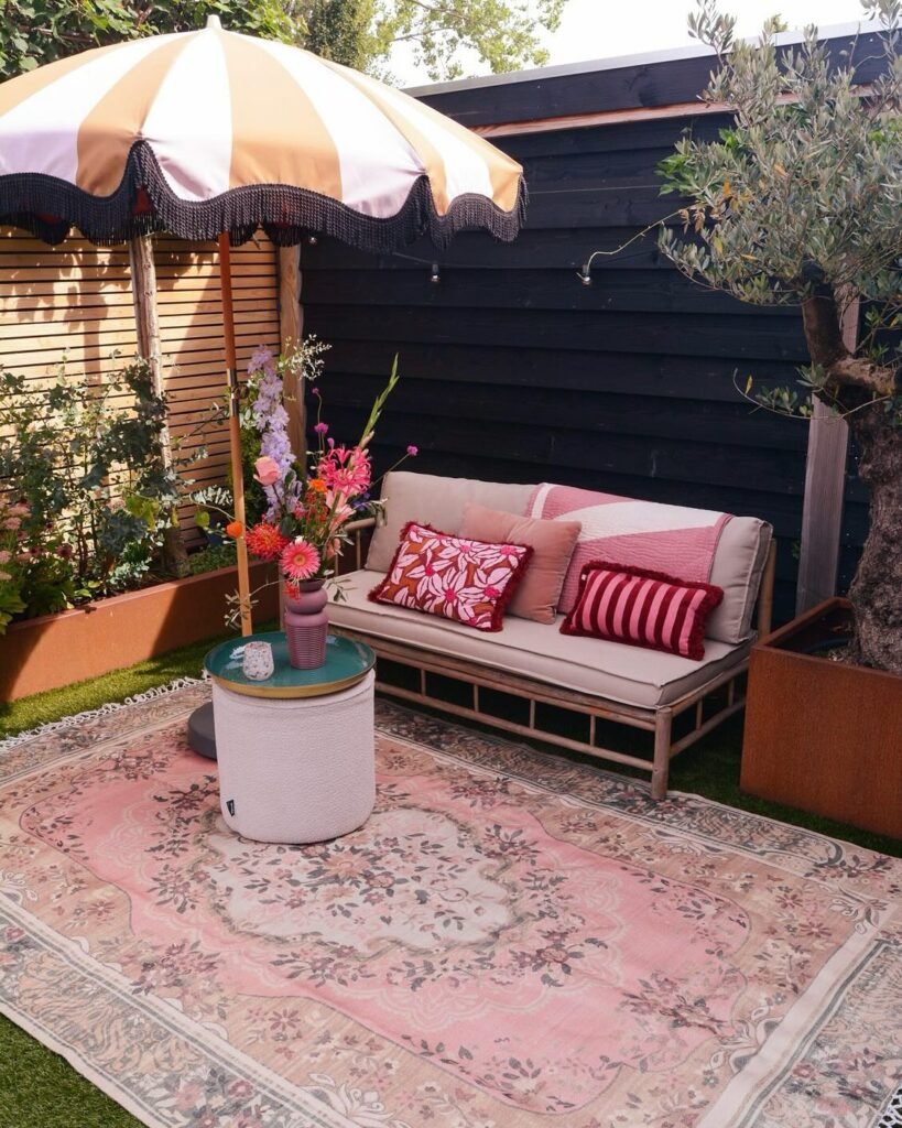 Vintage Pink Garden Rug