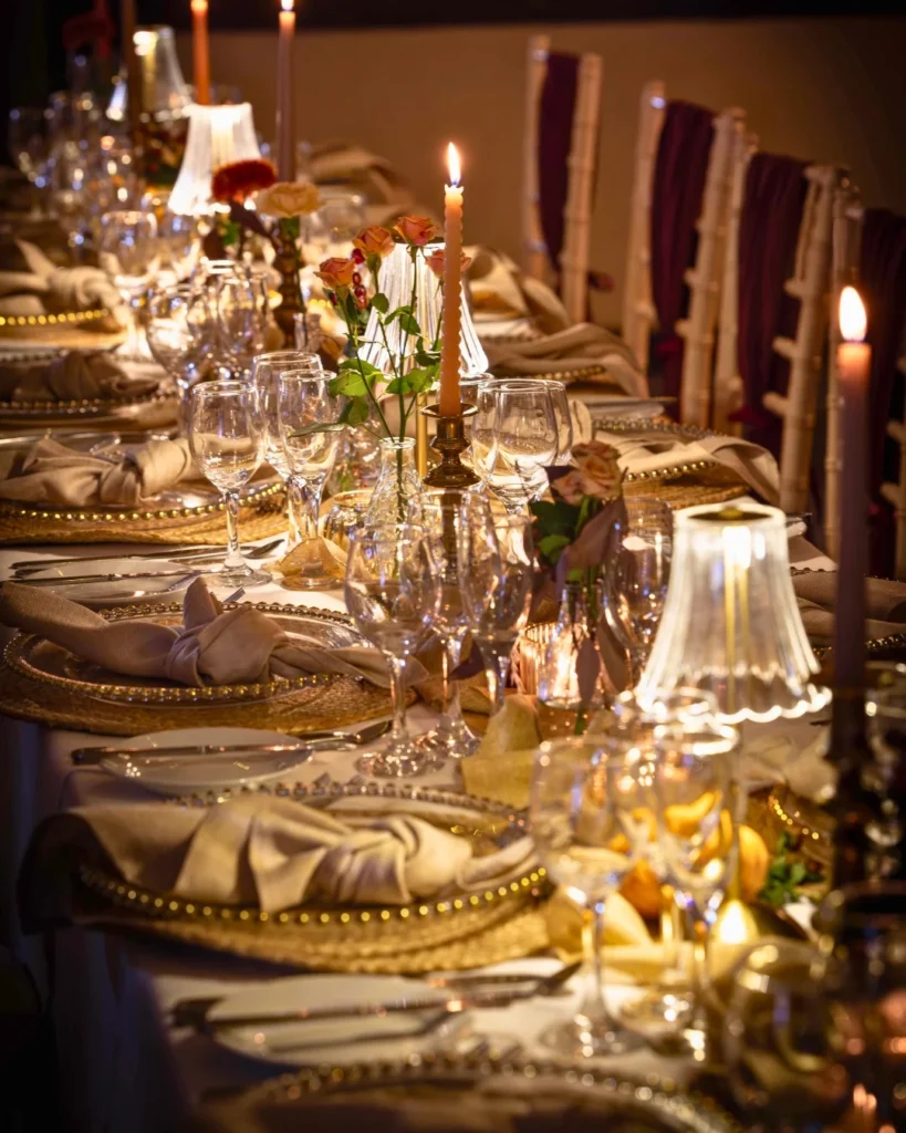 Warm Candle and Lamp Setting