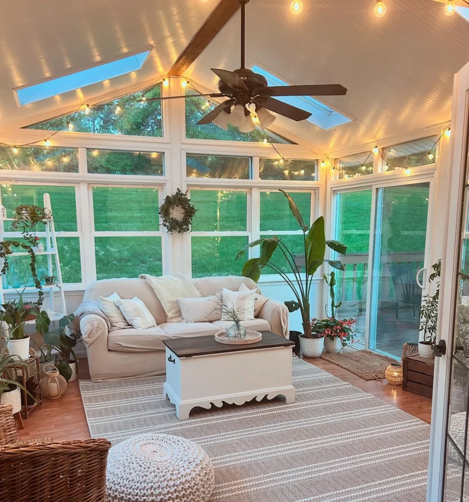 Warm Evening Sunroom Setup