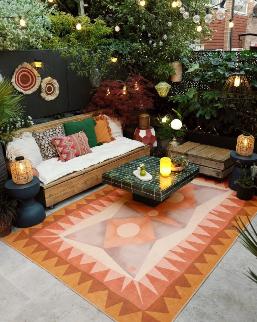 Warm Geometric Garden Rug