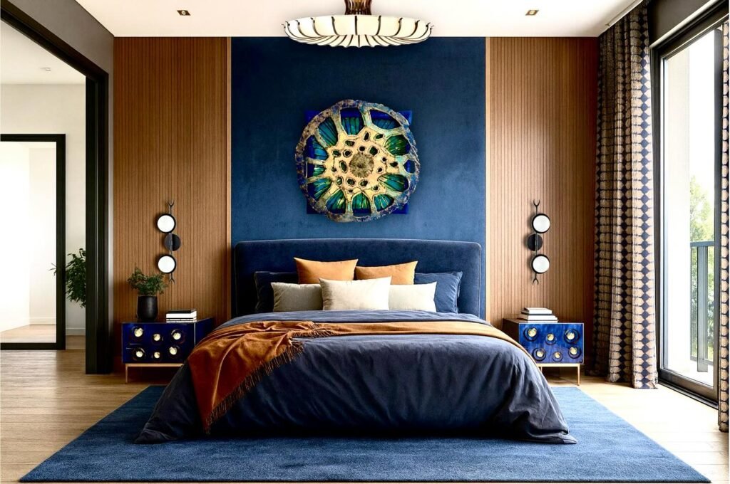 Blue With Warm Wood