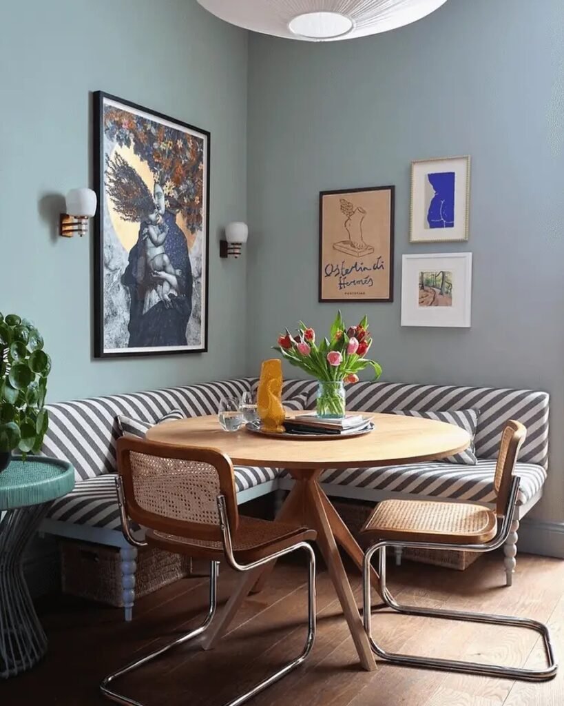Artful Striped Banquette