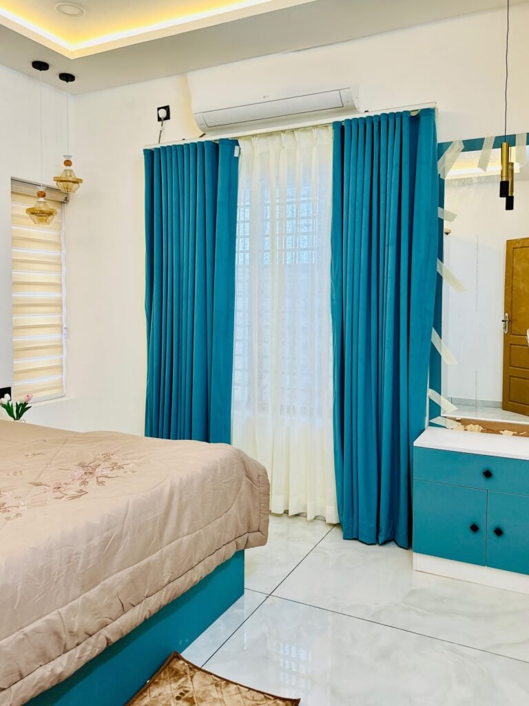 Bold Teal Curtains