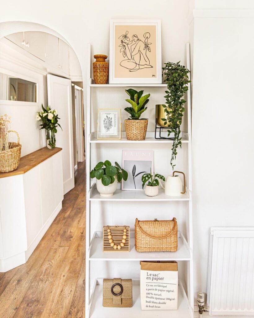 Bright Hallway Shelves