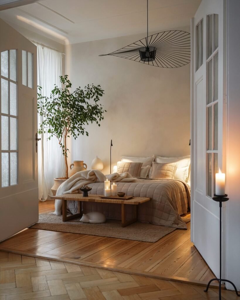 Candlelit Soft Neutral Room