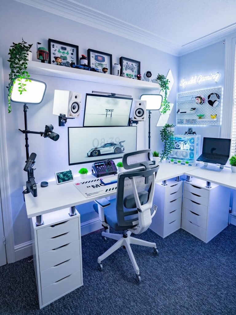 Clean White Streaming Setup