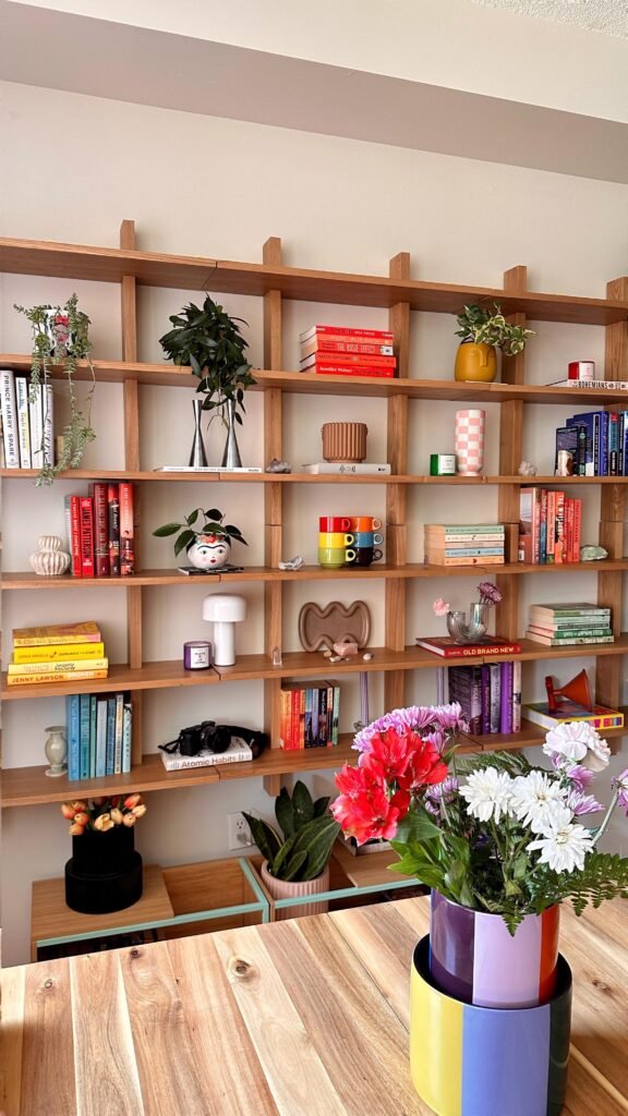 Colorful Grid Shelf Styling