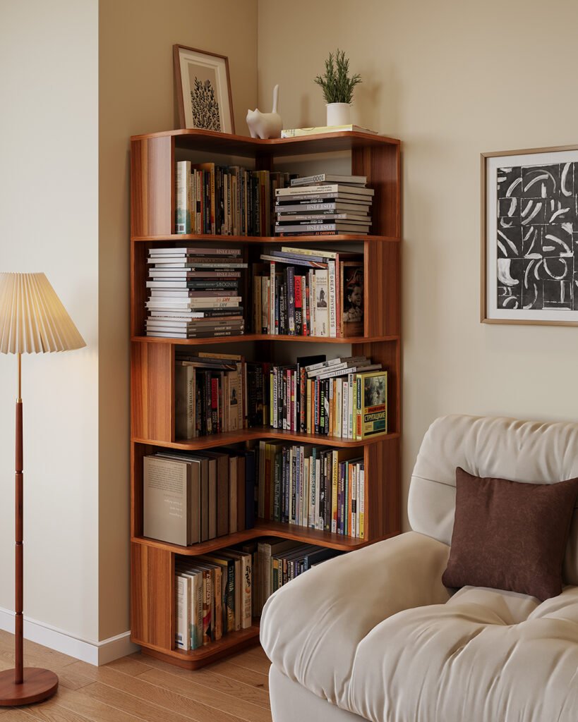 Cozy Chair Beside Shelves