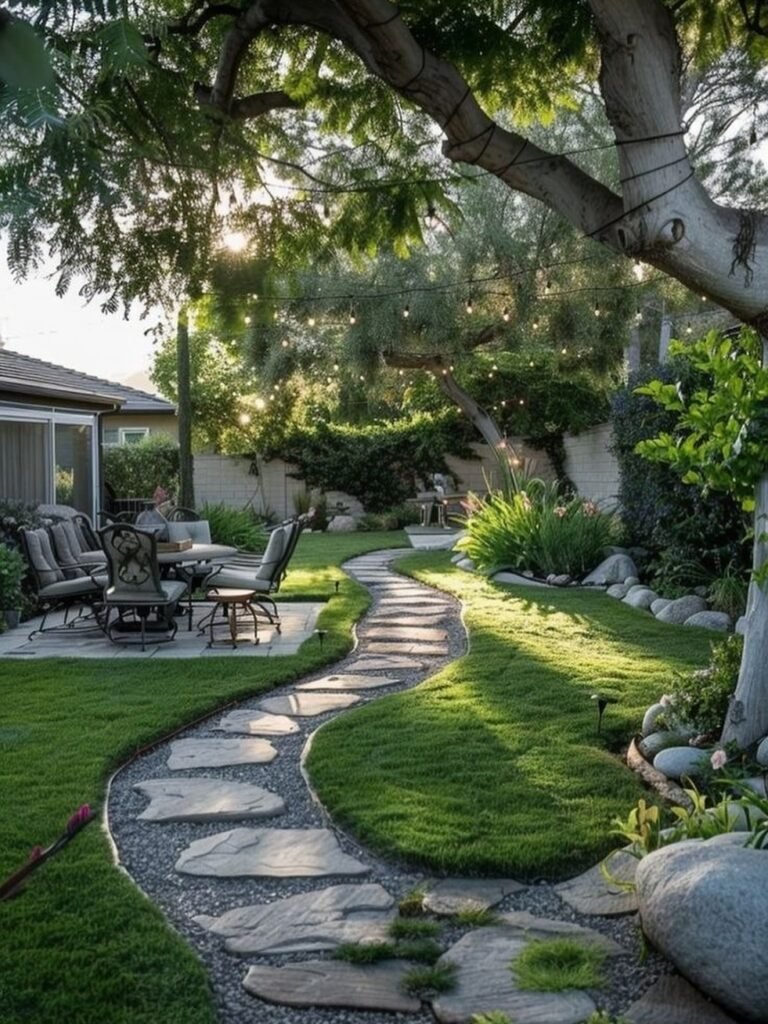 Curved Backyard Walkway