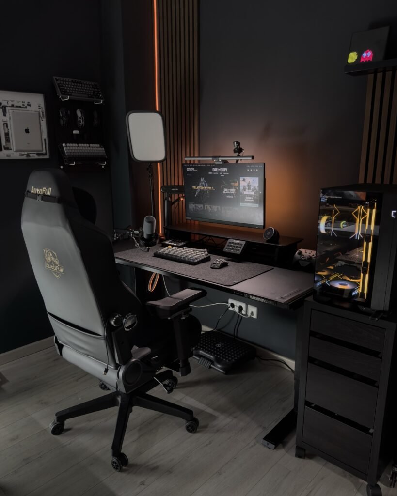 Dark Compact Desk Setup