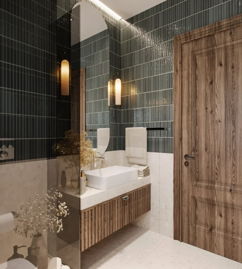 Dark Tile Warm Wood