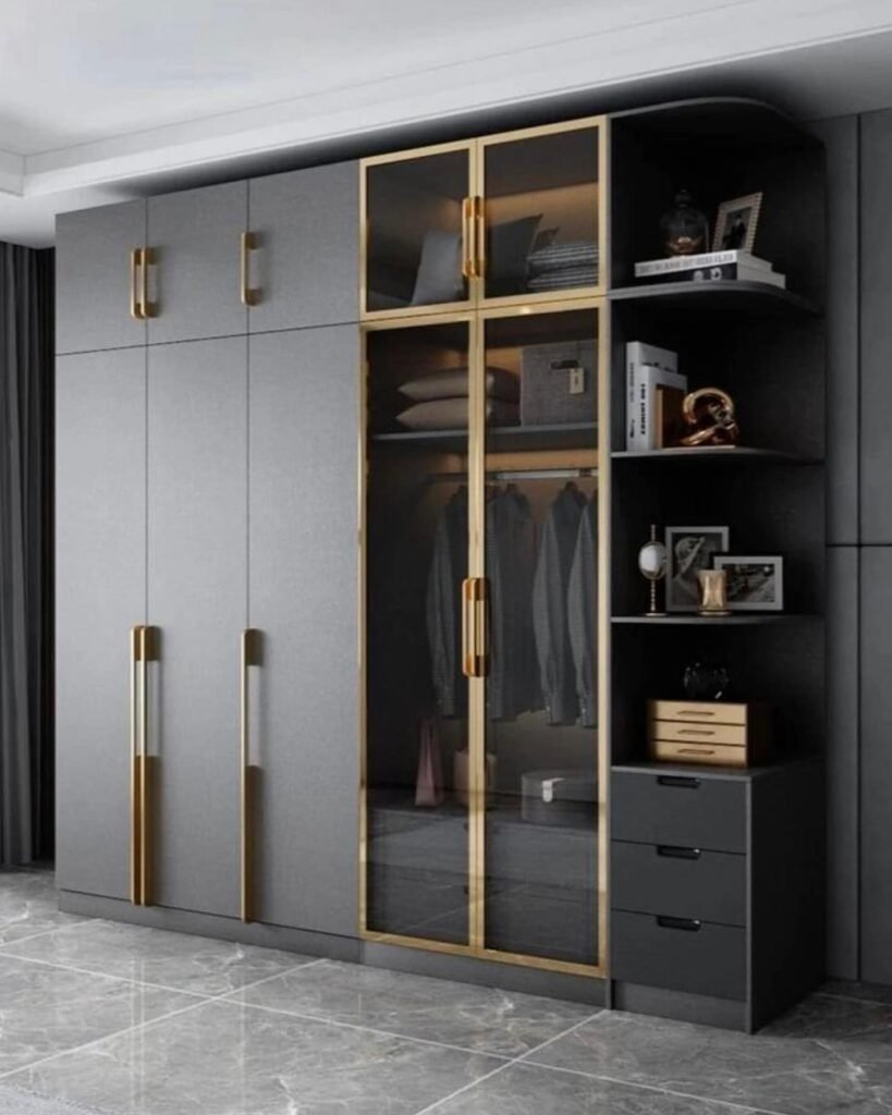 Dark Wardrobe With Gold Details